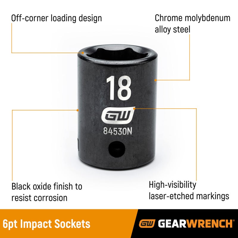 GEARWRENCH 14 Pc. 1/4"" Drive 6 Pt. Deep Impact Socket Set  Metric - 84909 - Image 2